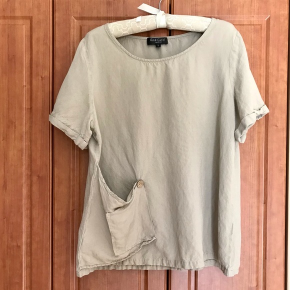 Women’s Short Sleeve Linen Blend Top in size L - Picture 1 of 5